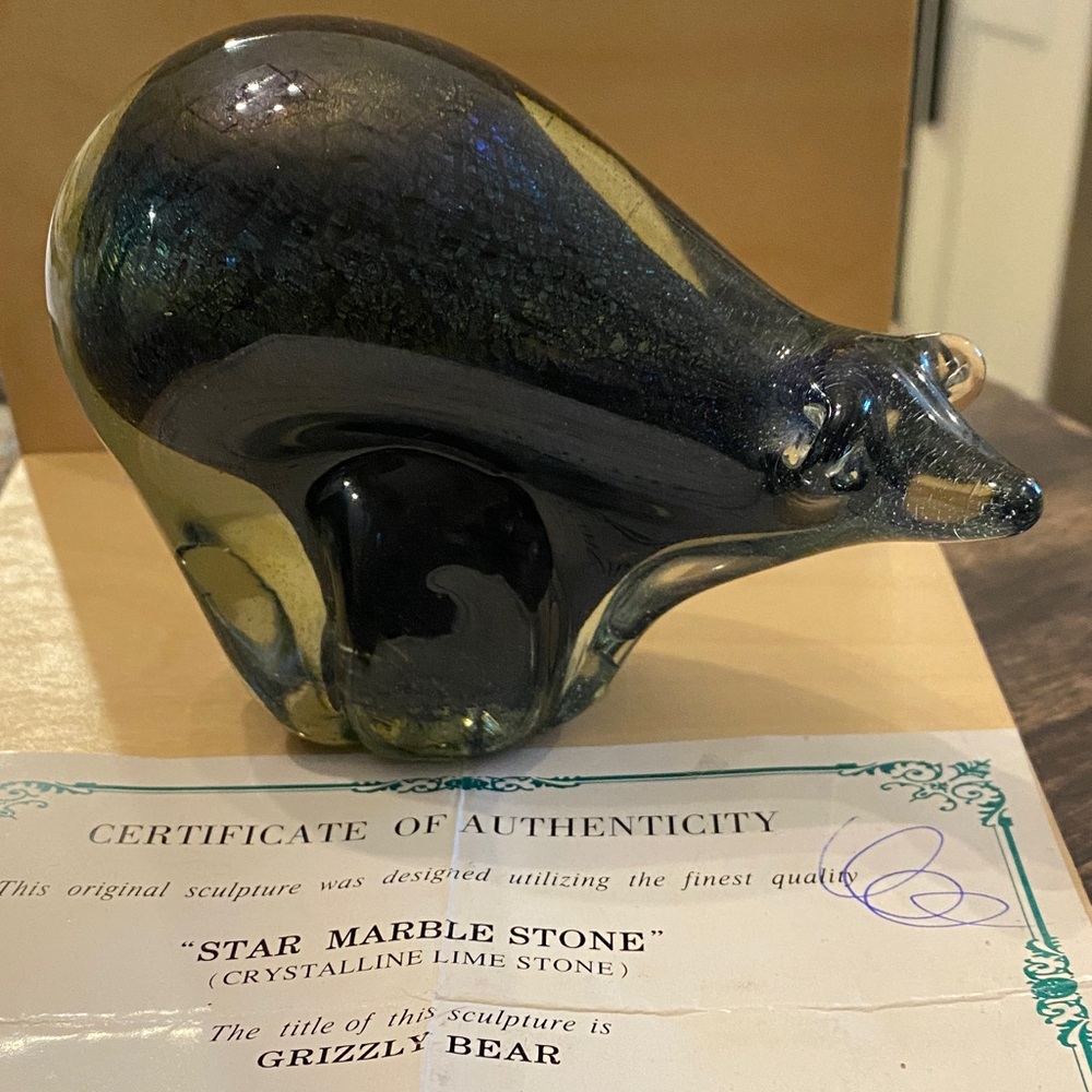 Grizzly Bear Sculpture - Black and Gold